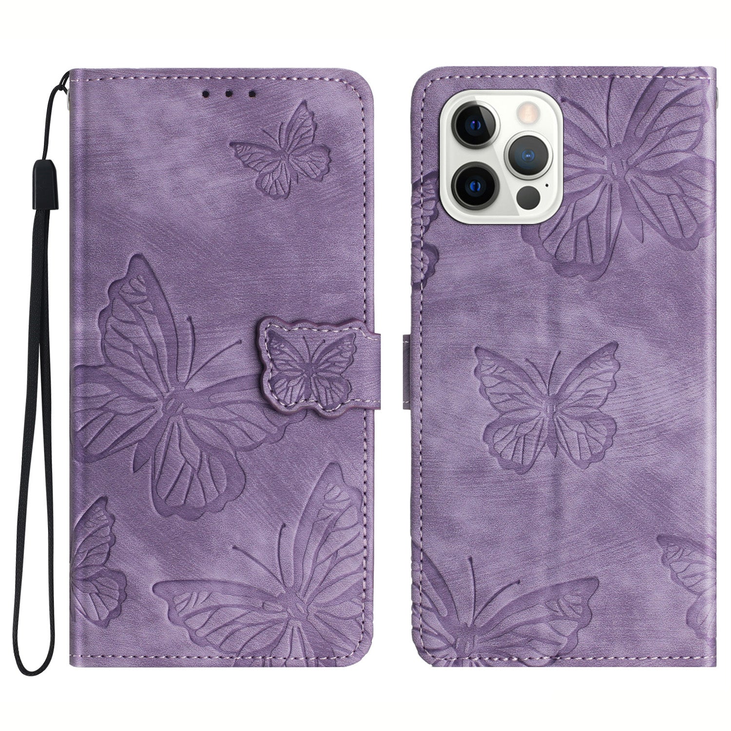 Skin-touch Phone Cover for iPhone 13 Pro Max 6.7 inch PU Leather Stand Wallet Butterfly Imprinted Case Skin-touch Phone Cover for iPhone 13 Pro Max 6.7 inch PU Leather Stand Wallet Butterfly Imprinted Case